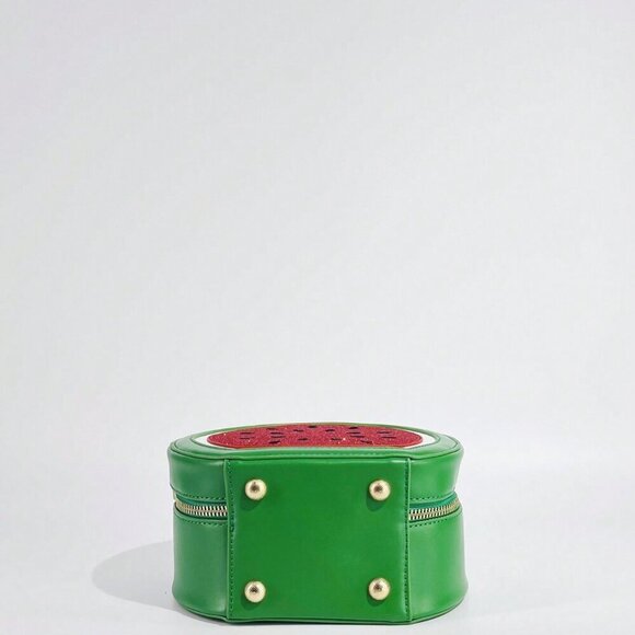 Green Cute Women's Street-Style Y2k Funny Watermelon Shaped Crossbody Bag - Picture 10 of 11